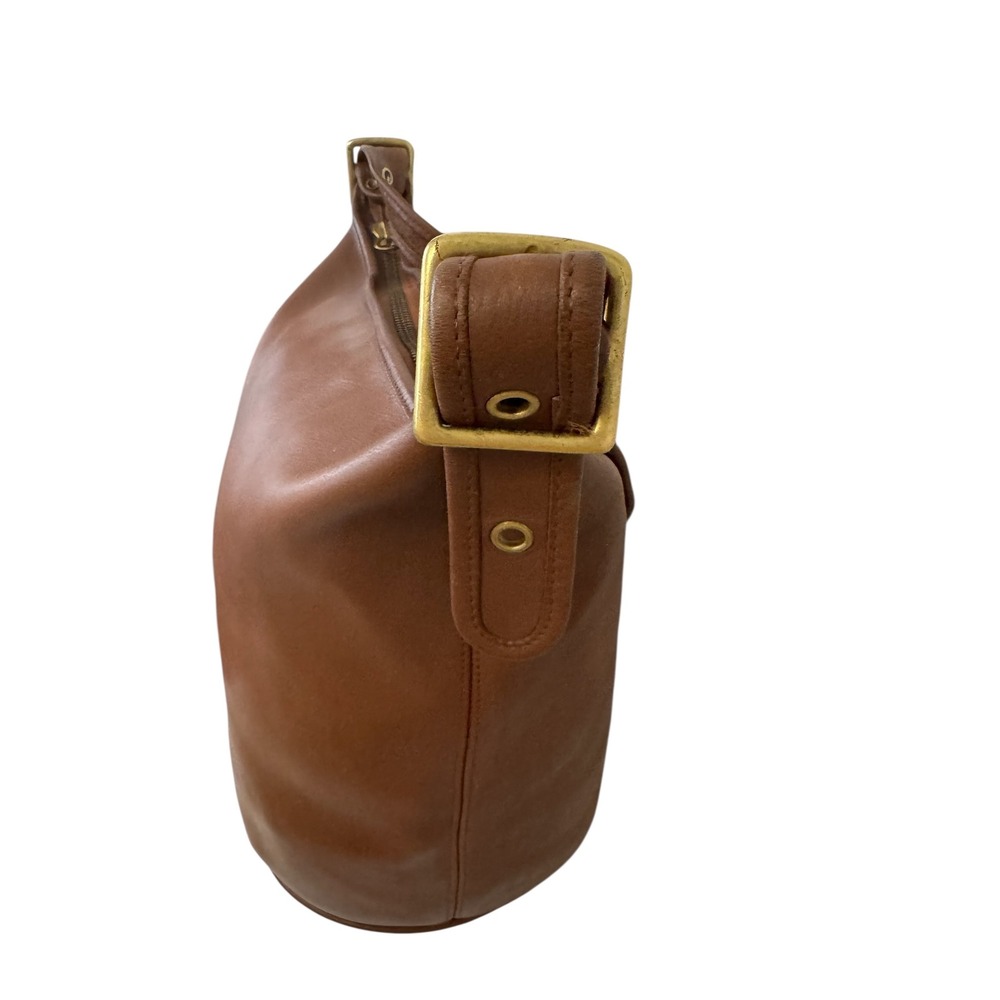 Vintage Coach Mahogany Leather Bucket Bag Brass Hardware Zip Top Shoulder Bag - Picture 7 of 16